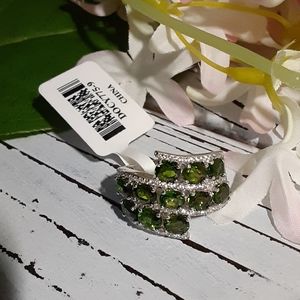 NWT chrome diopside & zircon sterling ring sz11
